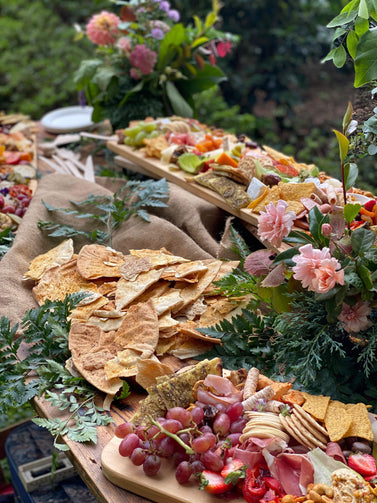 Pre Wedding Nibbles - This buffet was made up of 3 Antipasto boards and the finishing touches of beautiful flower arrangements